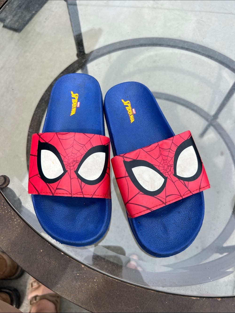 Spiderman Slide Sandals in Blue and Red with Web Mask Design size 13/1